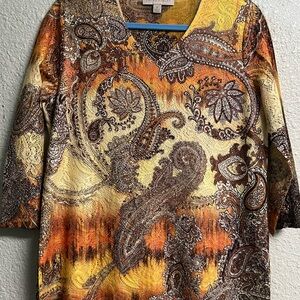 Laura Ashley Paisley Blouse - Orange and Brown